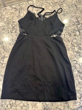 Black Lace-Accent Sleeveless Bodycon Dress